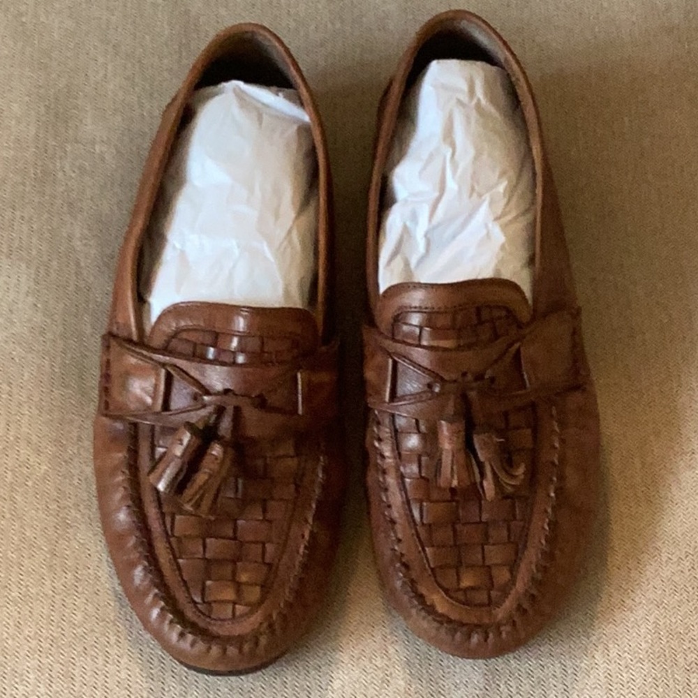 Men's 10 Brown Leather Giorgio Brutini Tassel Loafers Slip In Slide On Shoe